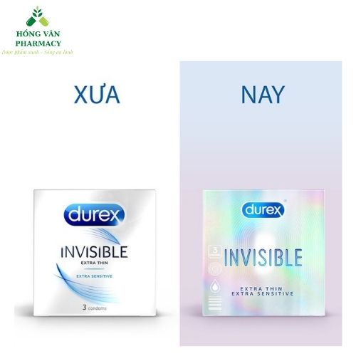 Bao cao su Durex INVISIBLE Siêu Mỏng (3Bao/Hộp), cho cảm giác chân thật nhất (Có che tên khi giao hàng)