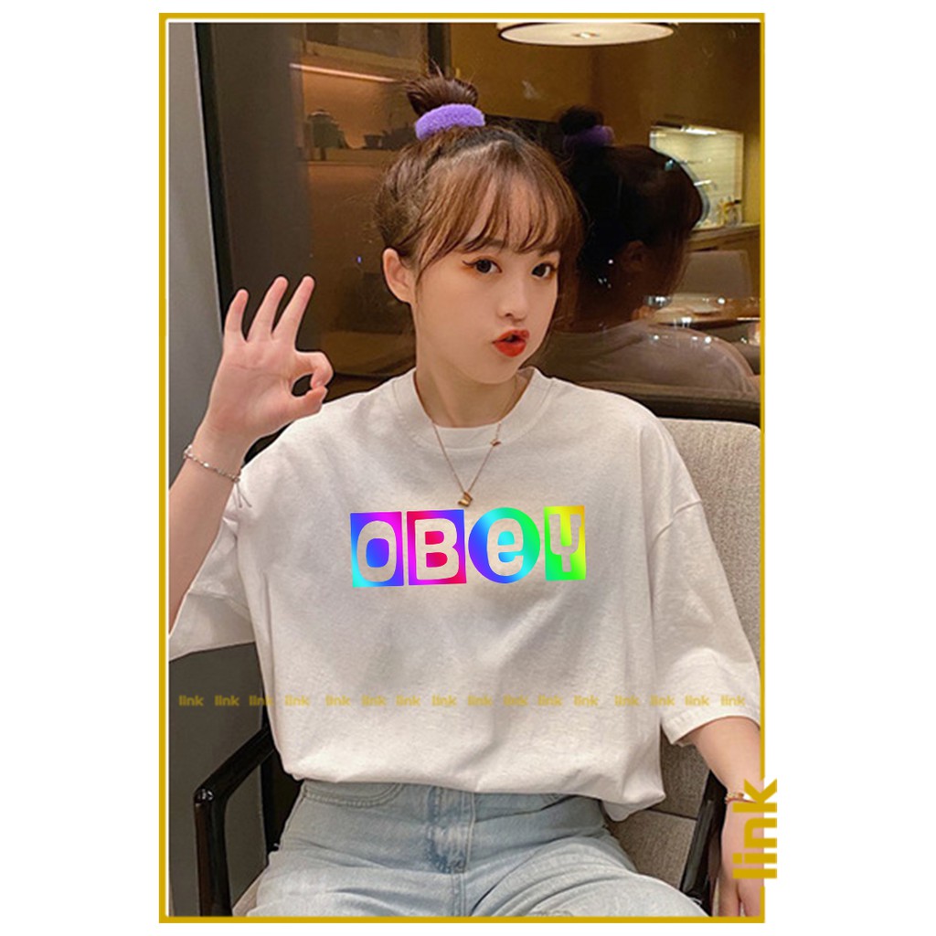 Áo phản quang OBEY BTS tay lỡ unisex ( Đen, Trắng )