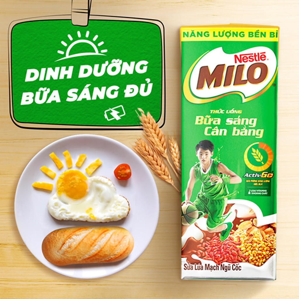 Lốc 3 hộp Nestle Milo bữa sáng 180ml