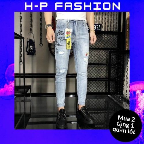 Quần Jean Nam Rách Co Giãn 🔵 𝐅𝐑𝐄𝐄 𝐒𝐇𝐈𝐏 🔵 Quần Bò Nam Hàng Quảng Châu Hpfashion - Qjnhp06