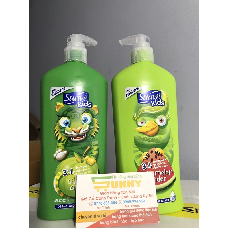 Sữa tắm gội 3in1 Suave Kids Mỹ - 532ml