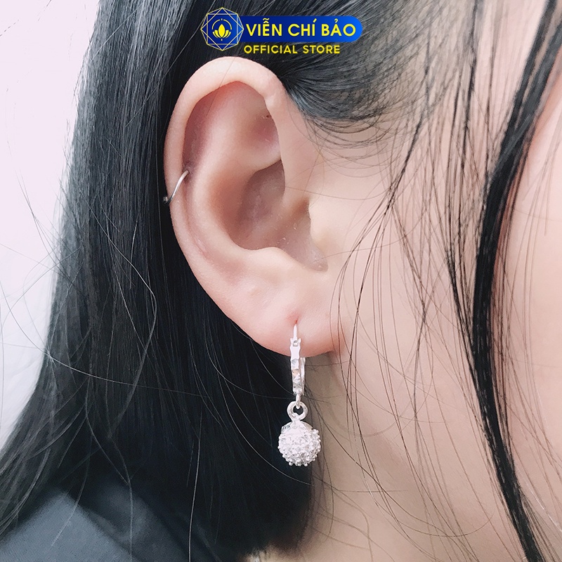 Bông tai bạc nữ tinh cầu óng ánh bạc 925 thời trang phụ kiện trang sức nữ Viễn Chí Bảo B400375