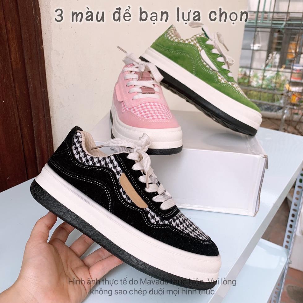 Giày Thể Thao Nữ độn đế hoạ tiết răng sói đế bánh mì tăng chiều cao cá tính BCA