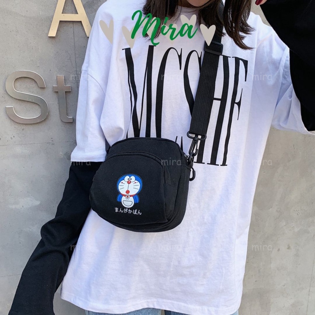 Túi Xách Nữ Đeo Chéo Tote Canvas Đựng ĐiệnThoại Đi Chơi Thêu Hình Doremon Ulzzang Hàn Quốc MIRA-TV58004