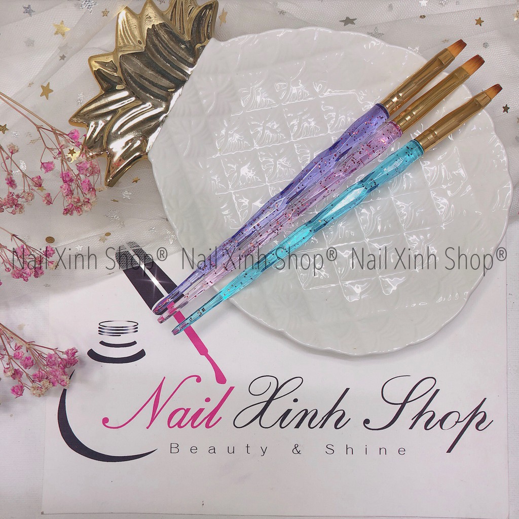 Set cọ vẽ gel, đắp gel uv, cọ vẽ móng tay nghệ thuật, nail art (set 3 cọ bản đắp gel cao cấp)