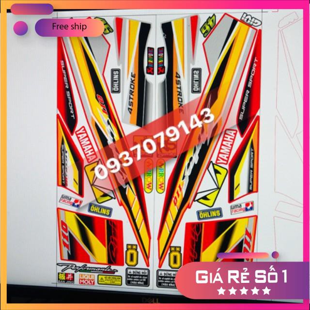 ( Quí khách vui lòng mang ra tiệm cho thợ dán ) xe Sirius dán xe đỏ