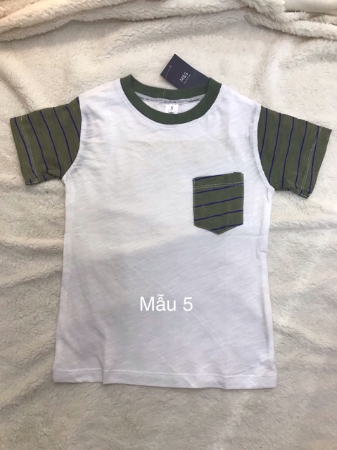 Áo thun cộc tay bé trai phối màu