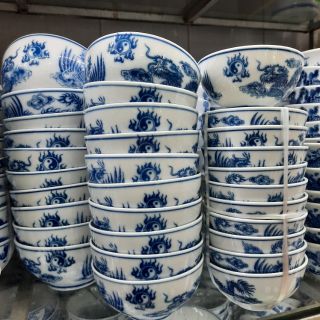 Bát cơm thờ cúng vẽ rồng phượng Bát Tràng
