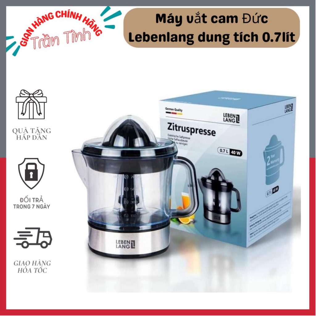 Máy vắt cam Đức Lebenlang dung tích 0.7 lít, bảo hành chính hãng 36 tháng