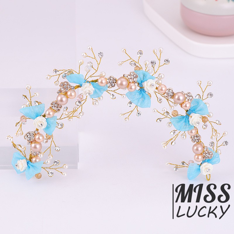 Băng đô đính hoa và ngọc trai giả thanh lịch dành cho nữ