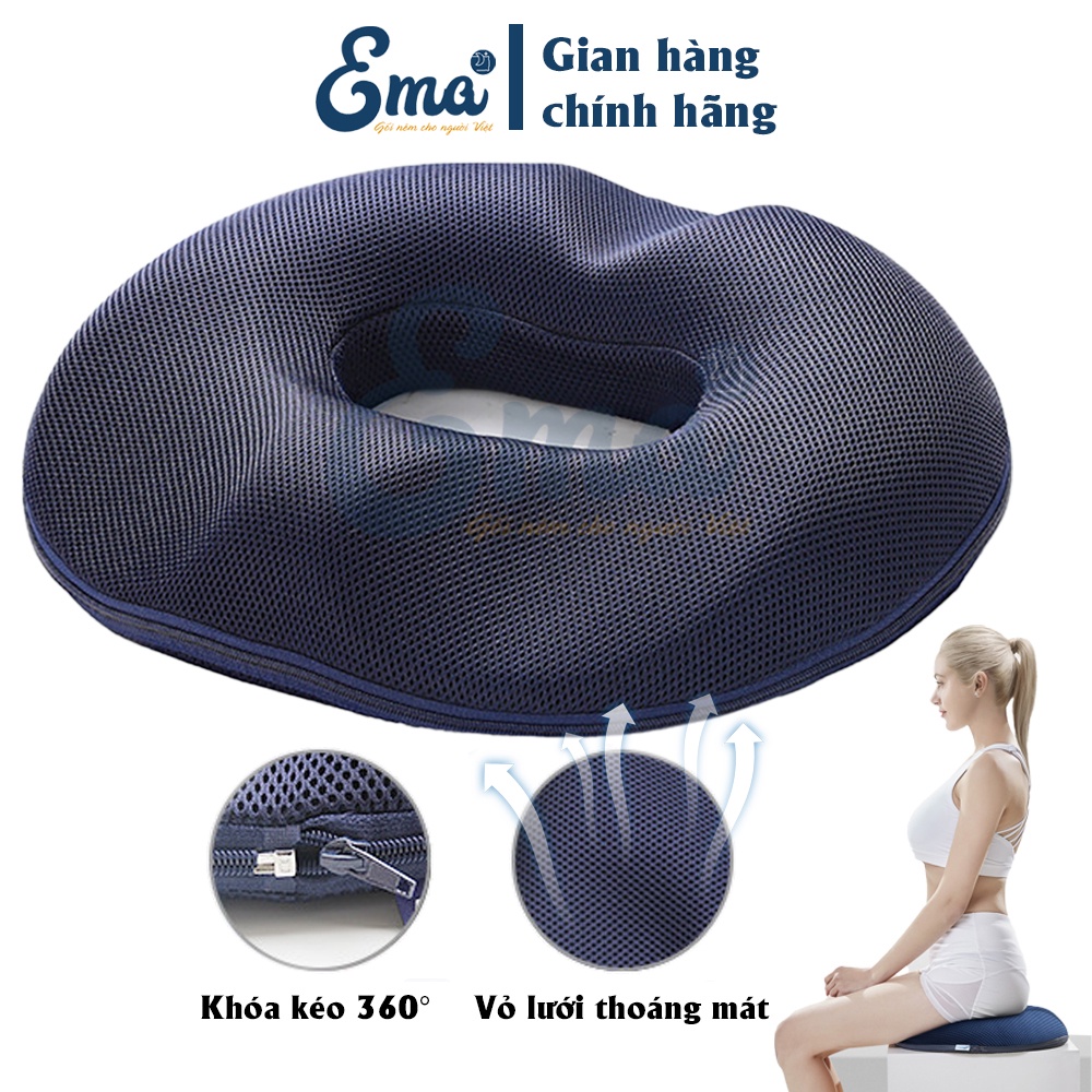 Gối lót y tế chống trĩ Ema giảm đau xương cụt, ê mỏi mông cho dân văn phòng, bà bầu, người phải ngồi lâu