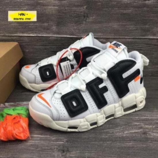 Sales (Full box) Giày thể thao AIR MORE UPTEMPO OFF WHITE trắng chữ đen ✔️ 2020 💎 [ Real ] . *