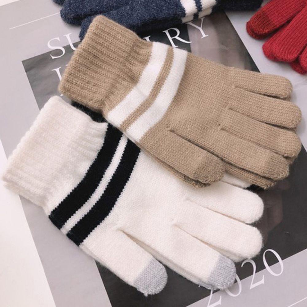 IVORY Găng Tay Giữ Nhiệt Hoạ Tiết Kẻ Sọc Phong Cách Hàn Quốc Cho Nam Và Nữ