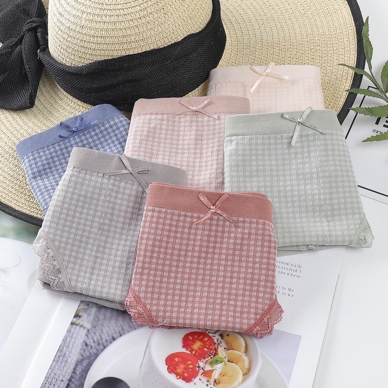 Quần lót Dệt kim Dễ thương Siêu êm ,Quần lót không đường may kẻ sọc bằng chất liệu cotton