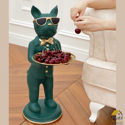 Tượng chó bồi bàn ôm khay sang trọng đẳng cấp - HÀNG CÓ SẴN - decor trang trí nhà cửa