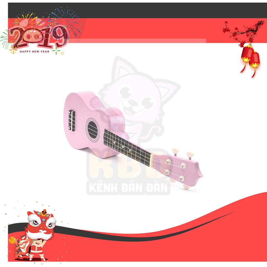 Đàn Ukulele Soprano 21&quot; màu trơn tănnjg kèm pick gãy