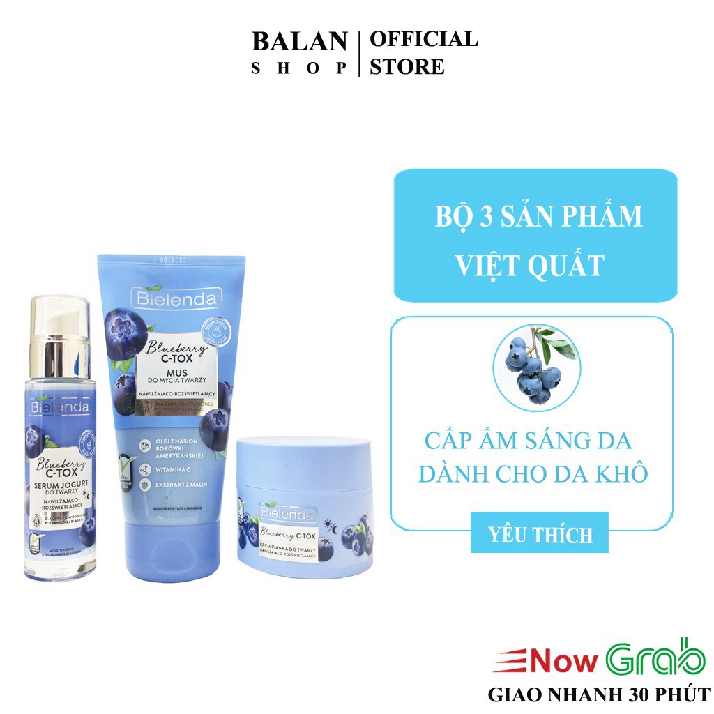 Bộ 3 Sản Phẩm Chiết Xuất Việt Quất Dành Cho Da Khô Xạm Bielenda - 83g