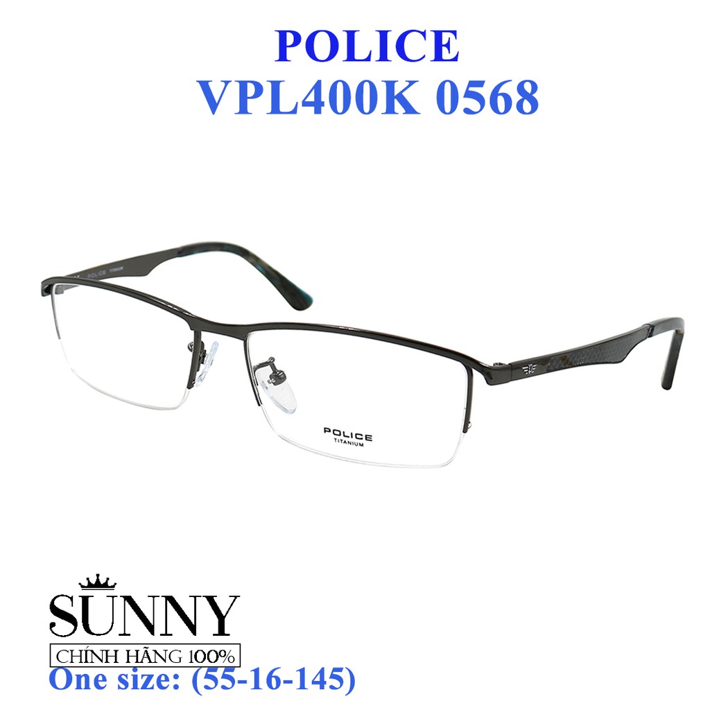 Gọng kính thời trang chính hãng nhiều màu Police VPL400K, thiết kế dễ đeo bảo vệ mắt