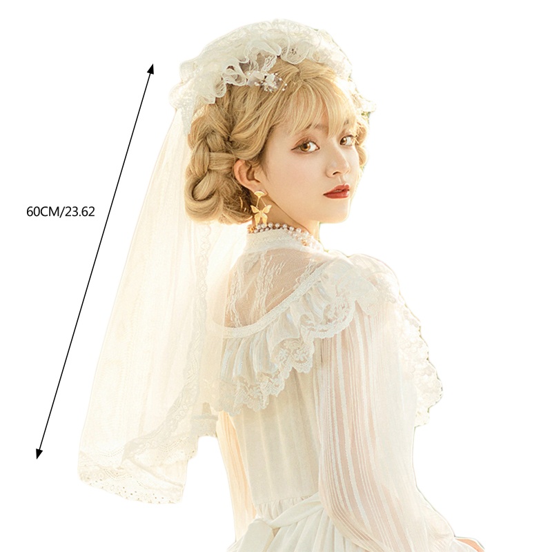 Mạng Che Mặt Màu Trắng Đen Phong Cách Lolita Cổ Điển