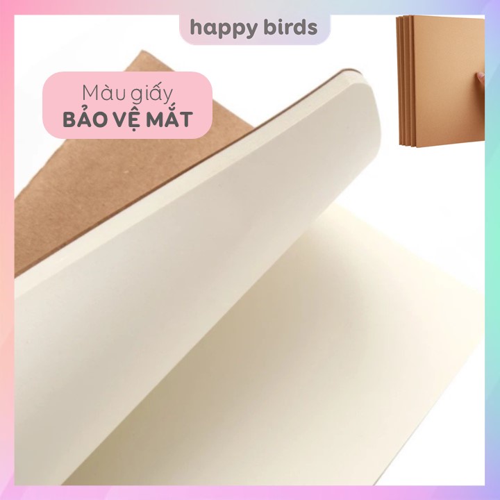 Sổ tay ghi chép bìa kraft trơn vintage B5 A5 ruột caro kẻ ngang sổ a5 caro vở b5 vở học sinh sổ nhật ký Happy Birds