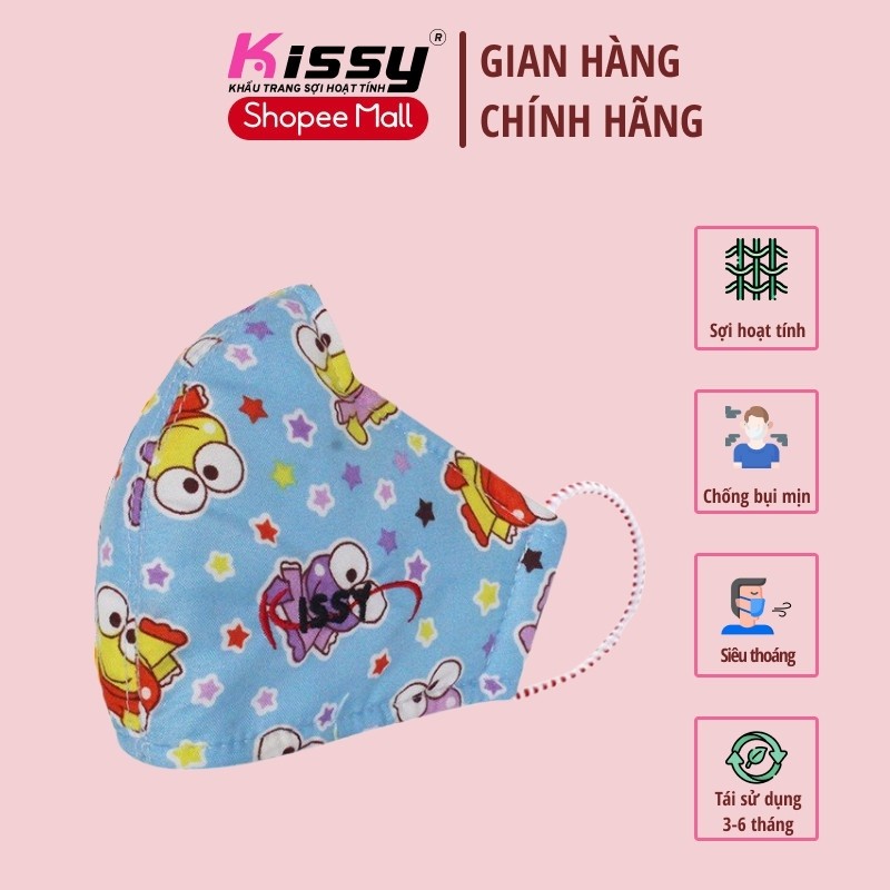 Khẩu Trang Kissy Cho Trẻ Em Mẫu Ếch Dễ Thương Loại 4 Đến 10 Tuổi