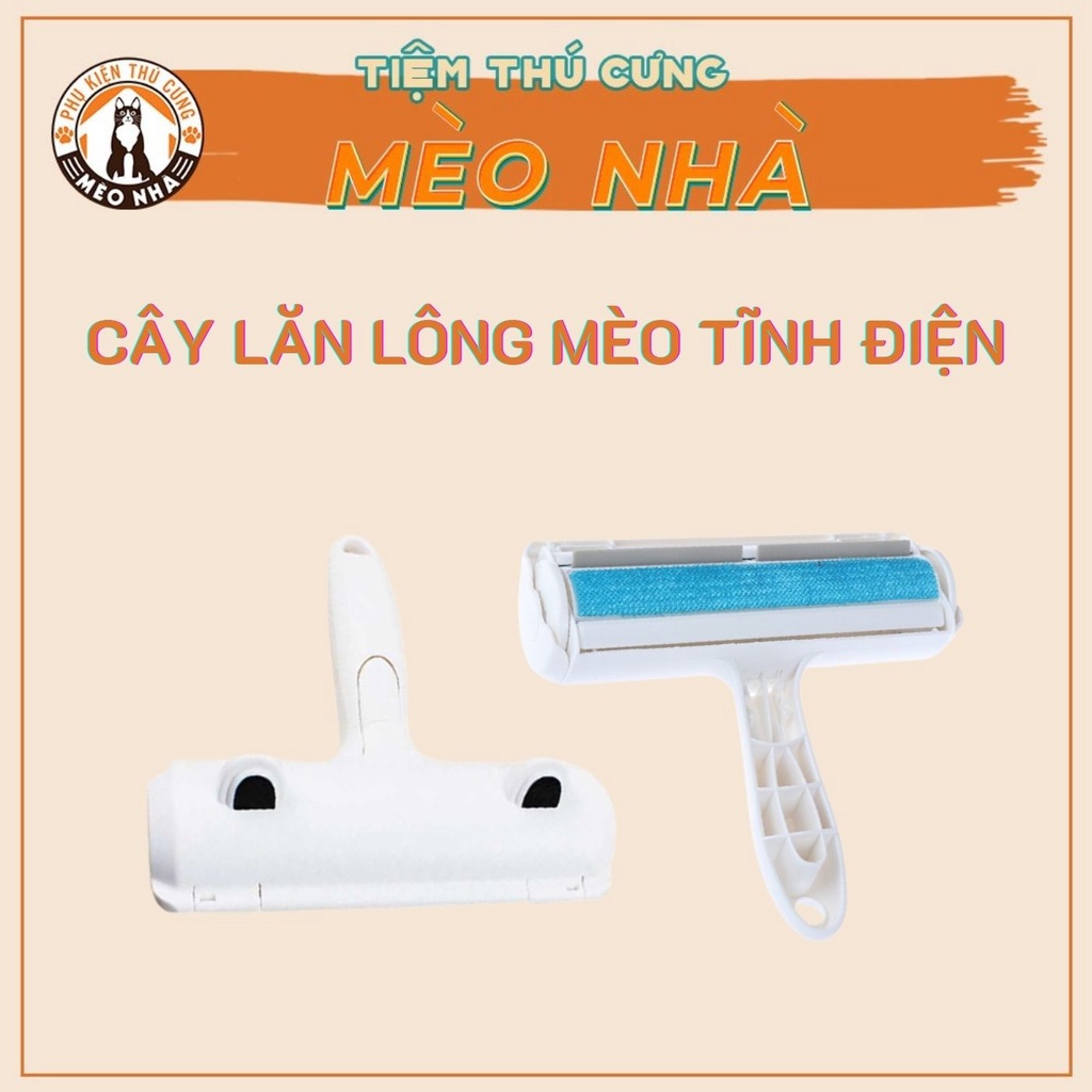 Cây Lăn Lông Mèo Tĩnh Điện- Có Hai Tai Cực Kute - Siêu Dính Lông Với Cần Gạt Sạch Lông Tự Động