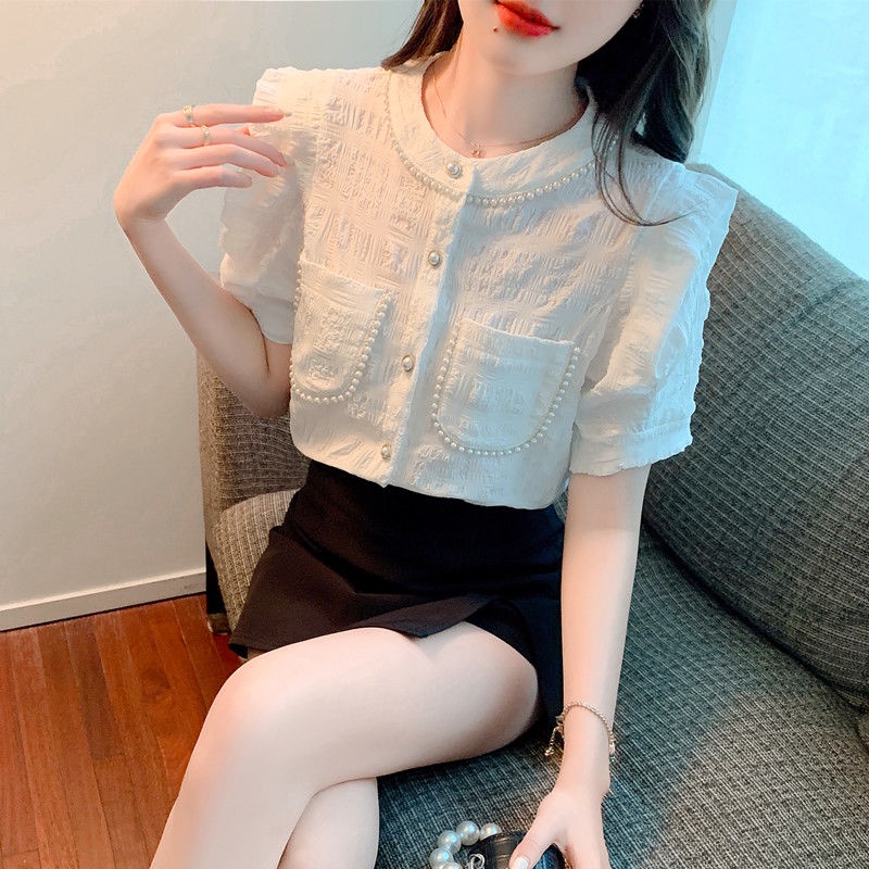 Áo Sơ Mi Chiffon Tay Ngắn Phong Cách Thời Trang Pháp Dành Cho Nữ