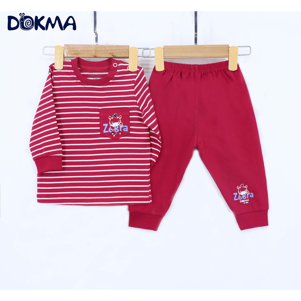 DB504 Bộ quần áo cài vai phối kẻ dài tay Dokma (9-24M)