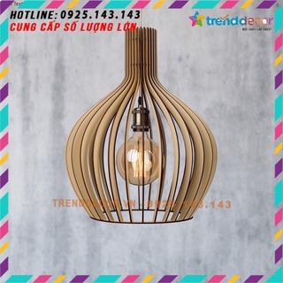 đèn gỗ thả trần dạng củ TỎI đẹp trang trí trần nhà