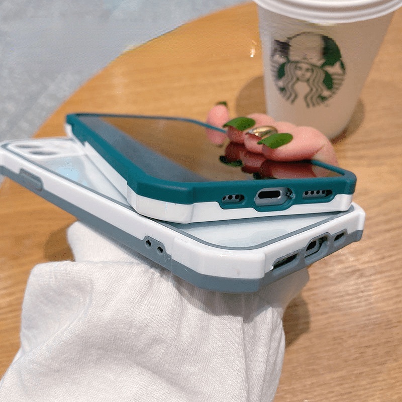 Ốp điện thoại trong suốt viền hai màu thích hợp cho IPhone 12 11 Pro Max X Xs Max Xr 7 8 Plus