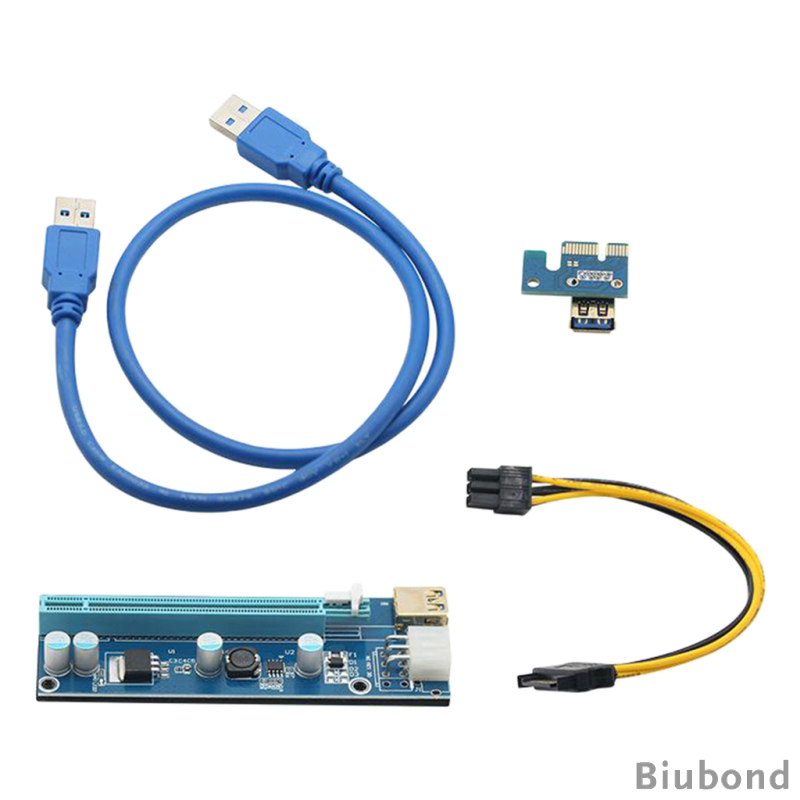 Ubit  Latest PCI-E Riser Express Cable 1X to 16X with Led Graphics Extension Powered Riser Adapter Card +60cm USB 3.0 Cable