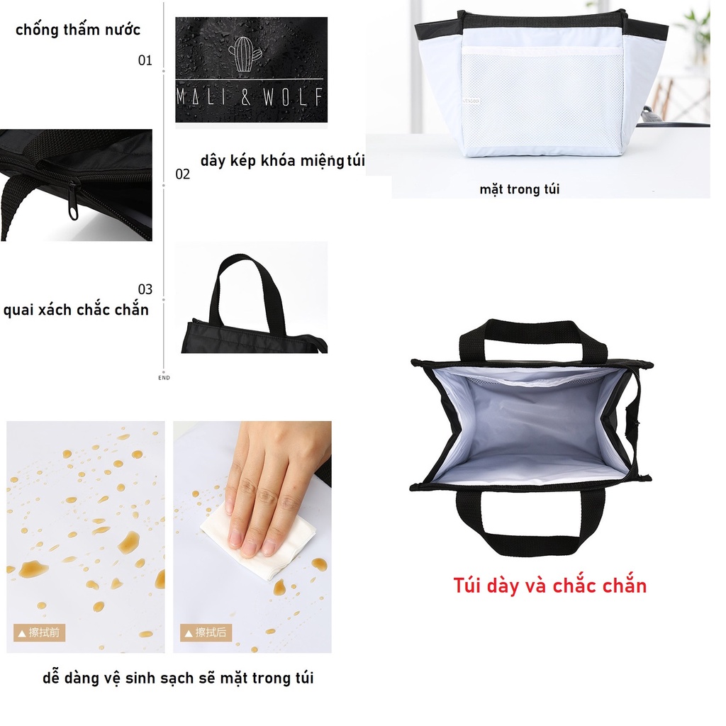 [Size LỚN]Túi Đựng Cơm Giữ Nhiệt Vải Oxford Chống Thấm Size Lớn_Có Khóa Kéo#TGN065