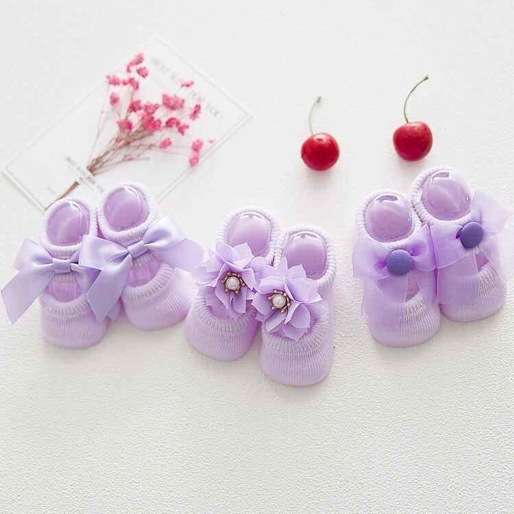 Set 3 Đôi Tất cotton Phối Nơ Màu Sắc Ngọt Ngào Cho Bé