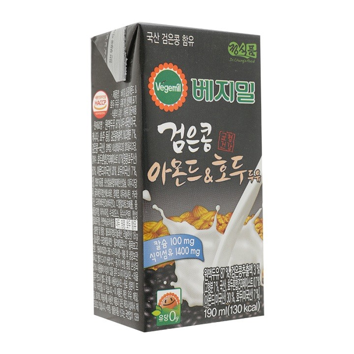 [ÍT ĐƯỜNG] SỮA ÓC CHÓ HẠNH NHÂN ĐẬU ĐEN HÀN QUỐC VEGEMIL 16 hộp x 190ml