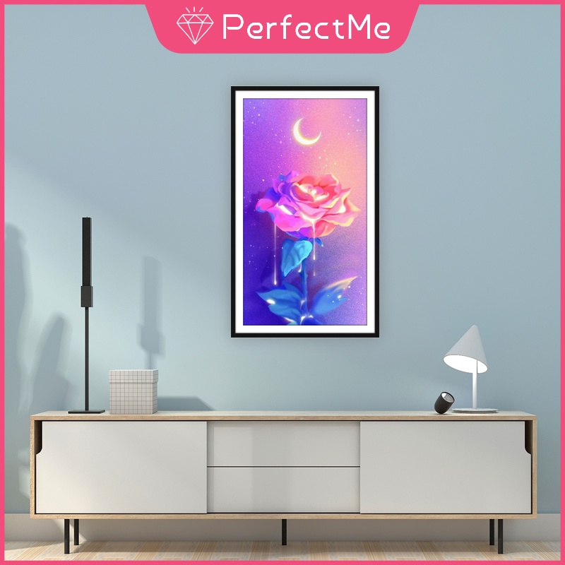 Bộ tranh đính đá DIY 30x50cm hình hoa hồng dùng để trang trí nhà