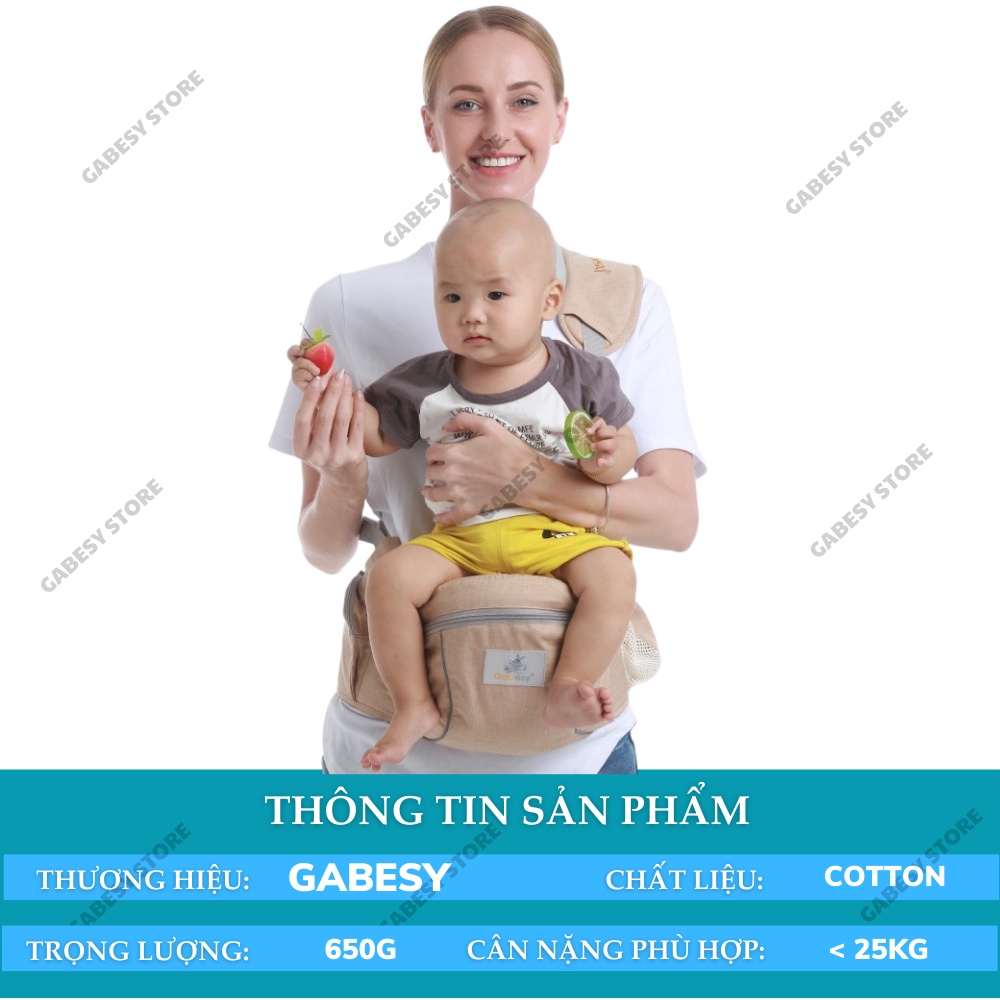 Địu Chính Hãng Gabesy, Địu Ngồi Trợ Lực Chống Chân Vòng Kiềng Cho Bé Có Đai Quàng Vai Trợ Lực Cho Mẹ