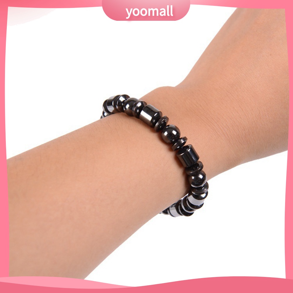 Vòng Đeo Tay Đá Hematite Nam Châm Sinh Học Màu Đen Giúp Giảm Cân