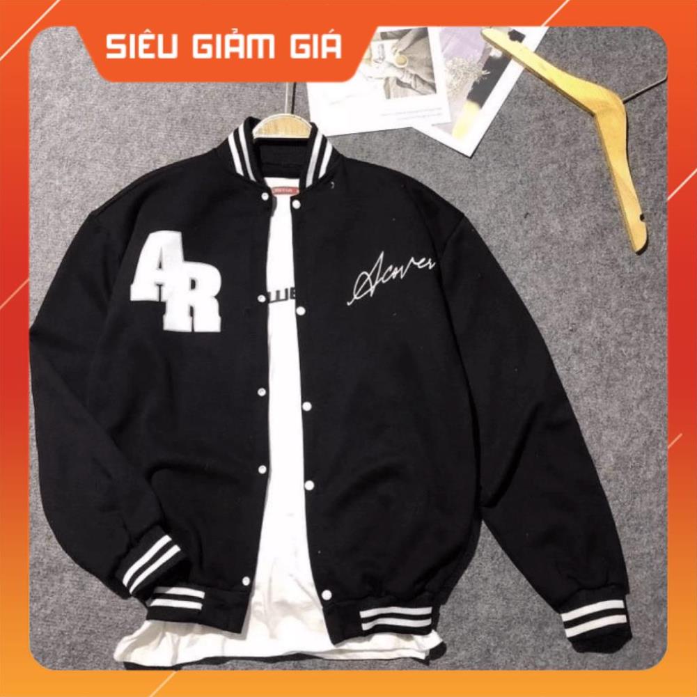 [FREE SHIP] ÁO KHOÁC NỈ NÚT BẤM BOMBER UNISEX AR SIÊU ĐẸP