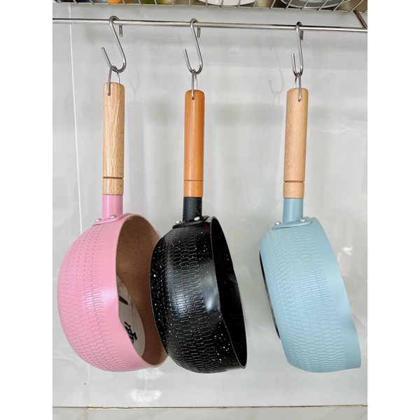 Chảo đá chống dính bếp từ sâu lòng vân đá 18cm dùng cho mọi loại bếp Chảo chống dính cao cấp bếp từ bếp điện