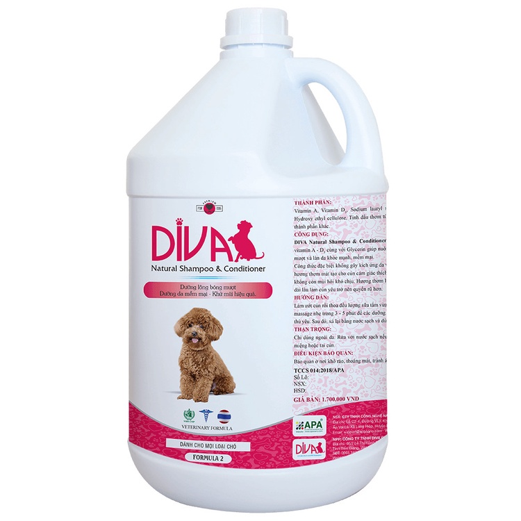 Sữa tắm dưỡng lông khử mùi Diva 2 ( Hồng ) - 4 Lít