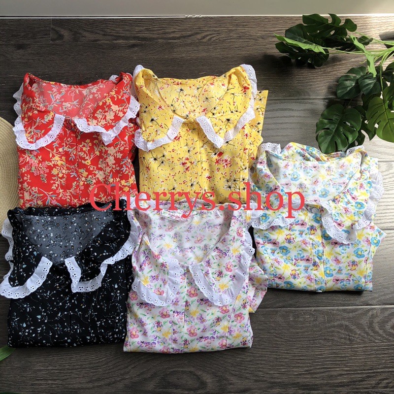 set đồ bộ lụa hoa nhí cộc tay quần dài ống ôm fom dưới 58 kg siêu đẹp