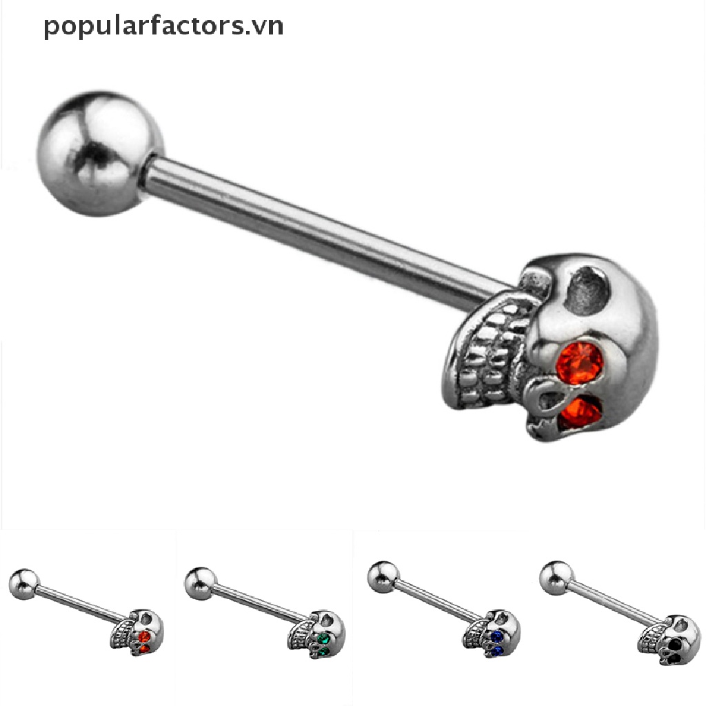 Khuyên Lưỡi Bằng Thép Không Gỉ Đính Đá CZ 14G