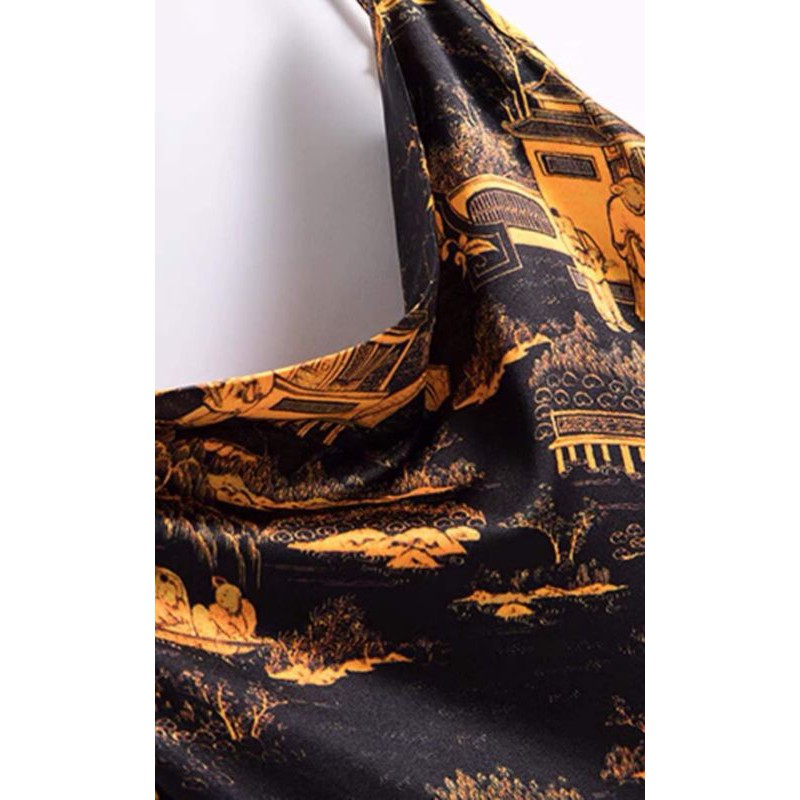 vải lụa satin họa tiết