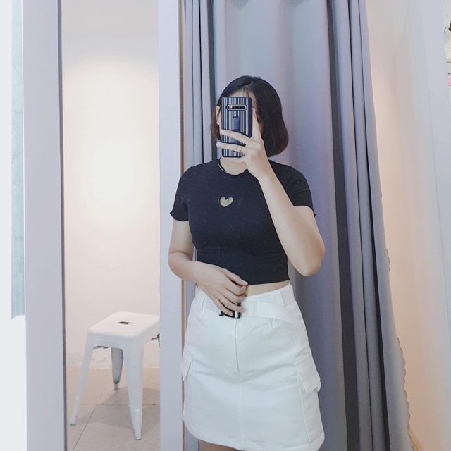 Áo Thun Croptop Tay Ngắn Empty Heart Chất Ngầu