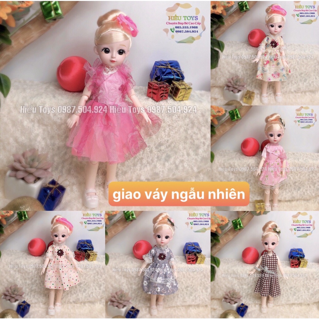 Búp Bê 30cm Có Khớp Xoay Chuyển  Linh Hoạt Mắt Đá Mặt Xinh Váy Kèm Phụ Kiện Mẫu Mới Đồ Chơi Cho Bé Gái Hiếu Toys