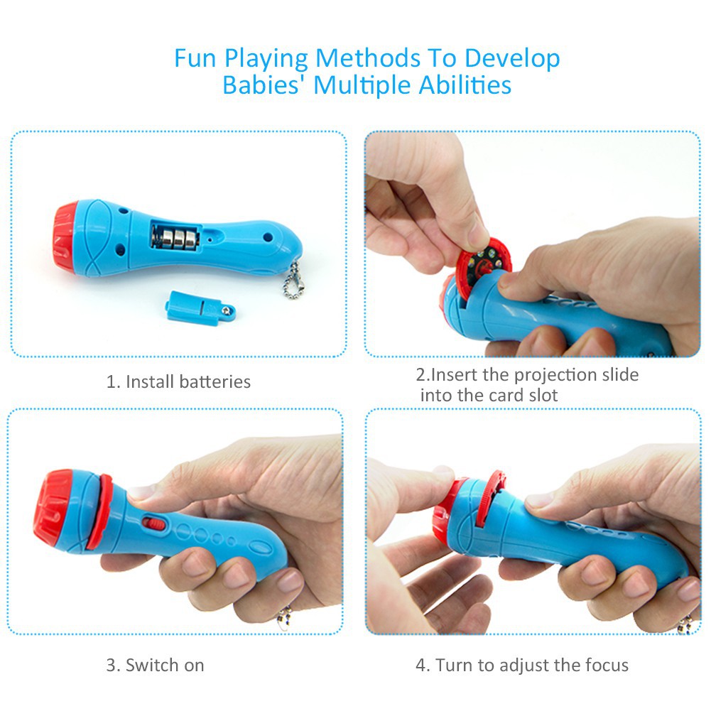 4 stories Đèn pin đồ chơi chiếu hình dùng để kể chuyện cho bé