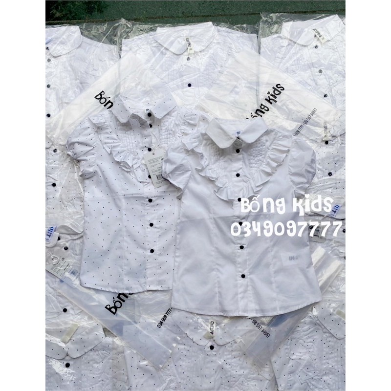 Áo Sơ Mi Bé Gái Xếp Ly Tay Bồng Trắng Crespino&amp;Infunt