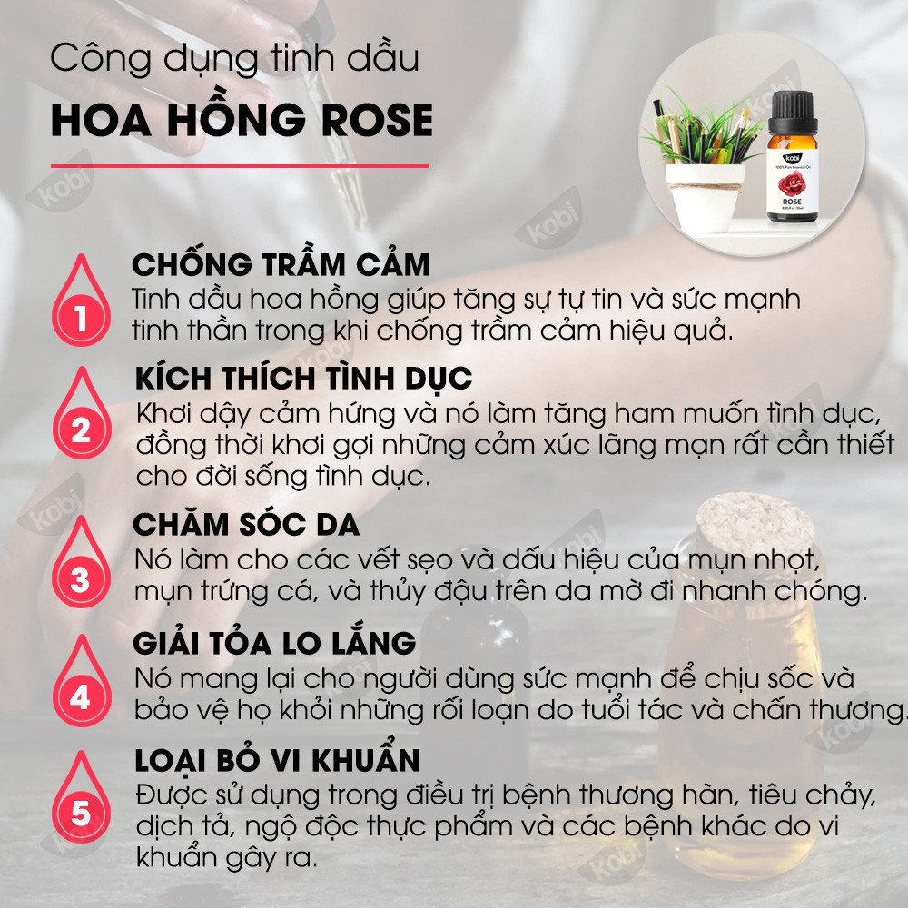 Tinh dầu Hoa Hồng Kobi rose essential oil - 30ml