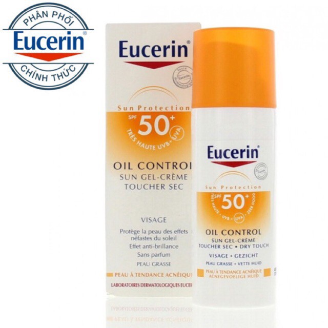 Eucerin - Kem Chống Nắng Cho Da Nhờn &amp; Mụn Sun Gel-Cream Dry Touch Oil Control SPF50+ 50ml
