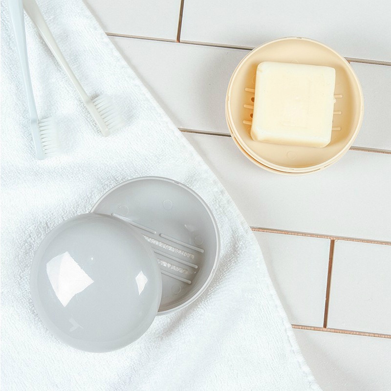 Hộp đựng xà phòng hình tròn có nắp đậy tiện dụng